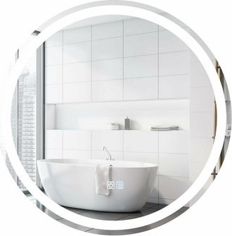 Costway Costway Espejo Led Redondo De 60 Cm/espejo De Ba&ntilde;o Montado En La Pared Con Brillo Y Temperatura De Color Ajustables, Interruptor T&aacute;ctil Y Funci&oacute;n Anti