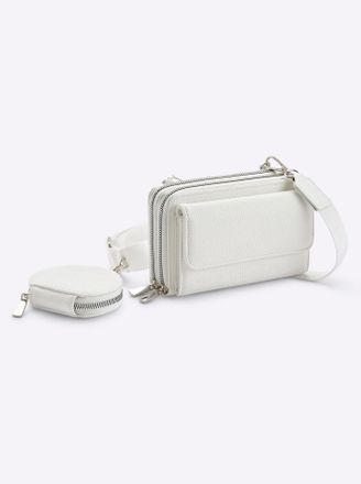 Heine Schultertasche HEINE, Damen, Gr. B/H/T: 18cm x 11cm x 4cm, weiss (wei&szlig;), Viskosemischung, unifarben, Taschen Schultertasche