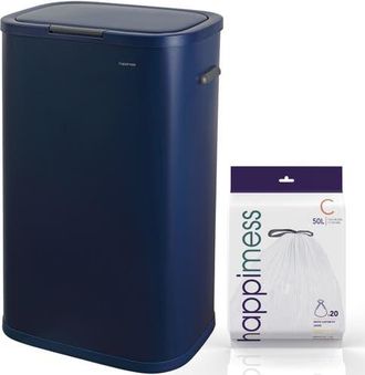 Happimess Tammi Kitchen 14.5-Gallon Slim Metal Push Button Trash Can in Denim Blue at Nordstrom