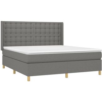 vidaXL Vidaxl - Cama Box Spring Con Colch&oacute;n Tela Gris Oscuro 160x200 Cm