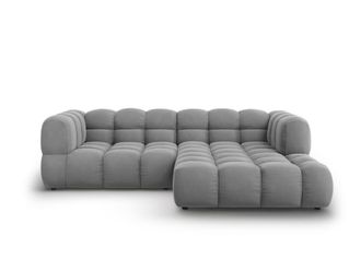 Cosmopolitan Design Sof&aacute; esquinero modular derecho 3 plazas de terciopelo gris claro