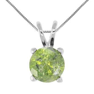 Vir Jewels 1.75 cttw Green Diamond Solitaire Pendant 14K White Gold Round with Chain