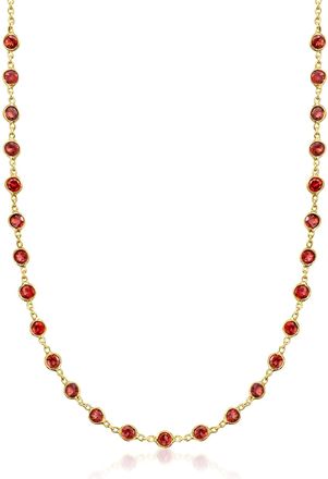 Ross-Simons Bezel-Set Garnet Necklace in 18kt Gold Over Sterling