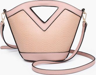 Jen & Co. Womens Vegan Snake Bucket Bag In Pink