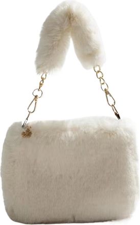 Generic Womens Plush Bags Women Fuzzy Crossbody Bag Casual Furry Satchel Faux Fur Tote Versatile Fluffy Shoulder Cute Fall Winter Female Purse(White)