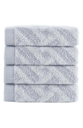 Brooks Brothers Crisscross Stripe 4-Pack Turkish Cotton Hand Towels in Silver at Nordstrom Rack