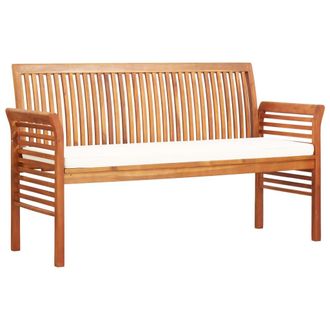 vidaXL Vidaxl - Banco De Jard&iacute;n 3 Plazas Con Coj&iacute;n Madera Maciza Acacia 150 Cm