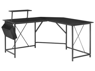 Beliani Escritorio esquinero 180 cm 140 cm con almacenaje negro