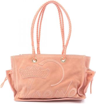 Loewe Pink Suede Leather Handbag Tote Bag (Pre-Owned)