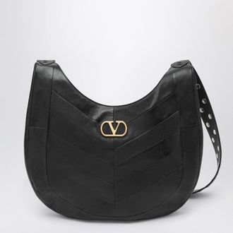 Valentino Garavani Medium Hoboho bag in black chevron-pattern nappa