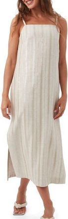 Trina Turk Sequin Striped Marita 3 Midi Shift Dress in Biarritz Beige at Nordstrom, Size 14