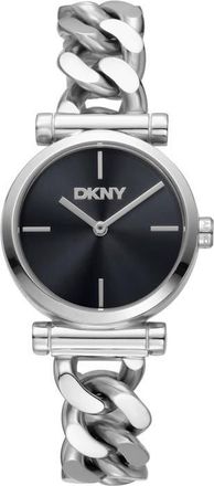 DKNY Curb Chain Link Bracelet Watch, 28mm in Black at Nordstrom