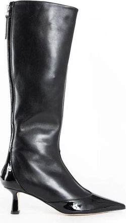 Aeyde Black Leather T-Bar Heels