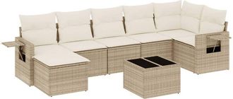 vidaXL Vidaxl - Juego De Sof&aacute;s De Jard&iacute;n Con Cojines Beige 8 Pzas Rat&aacute;n Pe
