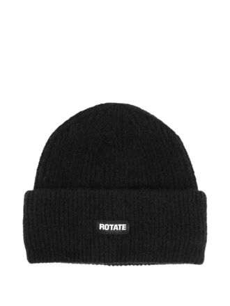 Rotate logo-patch beanie hat - women - Alpaca Wool/Wool/Polyester/Elastane - One Size - Black