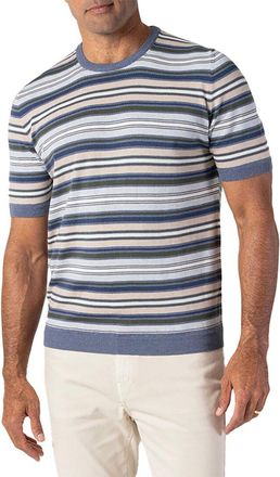 Robert Talbott Pratt Multi Stripe Crewneck Sweater