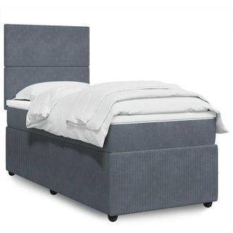 vidaXL Cama Box Spring Con Colch&oacute;n Terciopelo Gris Oscuro 90x200 Cm Vidaxl
