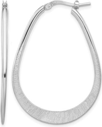 Diamond2Deal Sterling Silver Etched Oval Shape Hoop Earrings