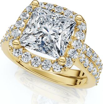 Pompeii3 Certified 2 3/4Ct Princess Cut Diamond Engagement Wedding Ring Set 14k Lab Grown