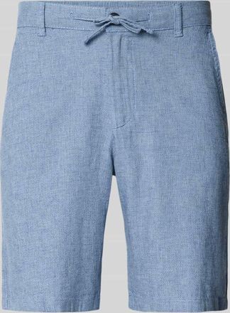 Selected Regular Fit Chinoshorts aus Baumwoll-Leinen-Mix Modell BRODY in Blau Melange, Gr&ouml;&szlig;e XXL