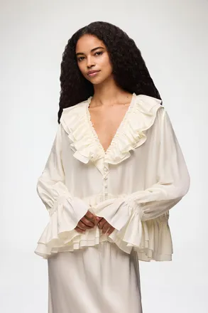 Ganni White Blouse in Viscose Silk - Size 32