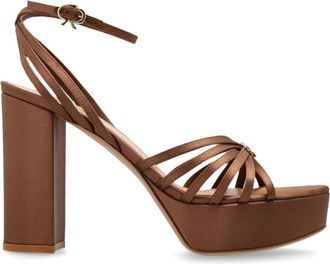 Gianvito Rossi Rita Platform Sandalen - Dames - Sandalen met hakken - Bruin - 38 1/2 EU - Leer - Schoenen