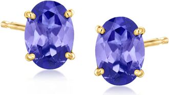 Ross-Simons Oval Tanzanite Stud Earrings in 14kt Yellow Gold