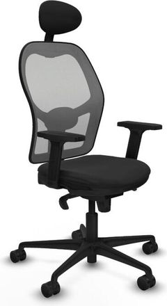 Piqueras y Crespo Piqueras Y Crespo - Jorquera Sincro Malla Gris Similpiel Negro Brazos 2d Base Nailon Cabecero Fijo Ruedas 65mm Nailon