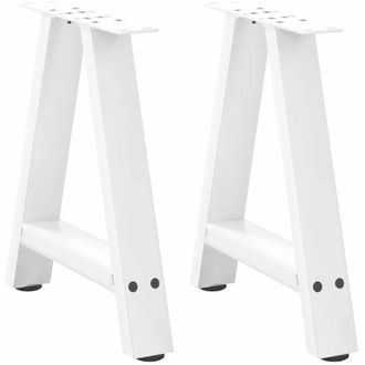 vidaXL Vidaxl - Patas Para Mesa De Centro En Forma De A (2 Unidades), Color Blanco, 50 X (42-43) Cm, Acero