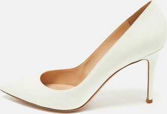 Gianvito Rossi White Patent Leather Plexi Pumps