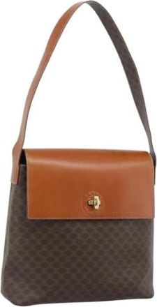 Celine Pre-owned Vintage Canvas Shoulder Bag - Dames - Vintage Schoudertas - Bruin - ONE Size - Leer - Vintage