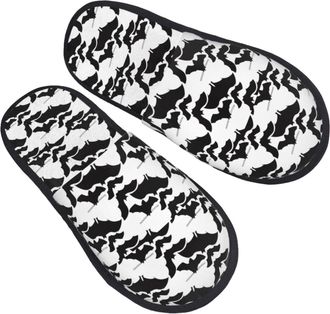 Generic Fuzzy Slippers Black Bats Furry Slippers Plush Unisex Slides For Party Winter Women M