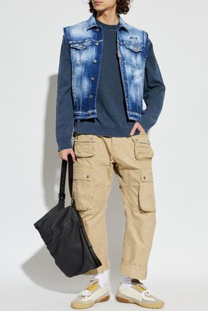 Dsquared2 Denim Vest With vintage Effect, Mens, Blue