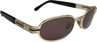 Fendi Pre-owned Metalen Zonnebril - Dames - Vintage Accessoires - Zwart - ONE Size - Vintage