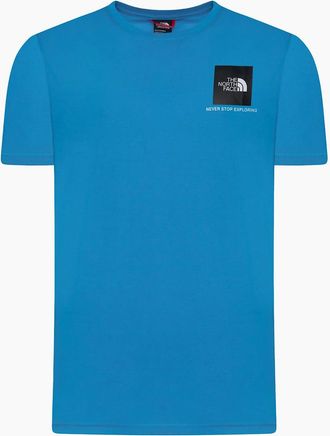 The North Face Mens The North Face Mens T Shirts Small Box Short Sleeve Summer Cotton Tee - Blue - Size: 44