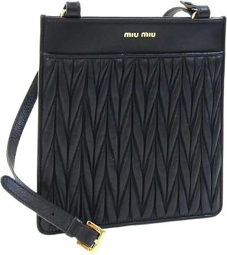 Miu Miu Pre-owned Cross Body Bags, female, Black, Size: ONE SIZE Pre-owned Matelasse Pochette Shoulder Bag
