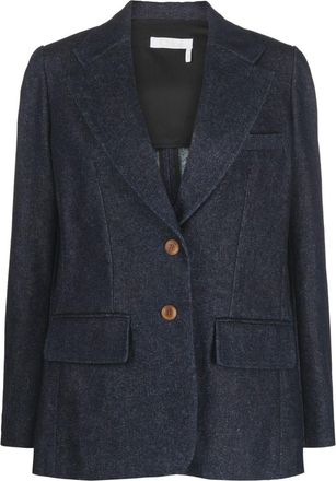 Chloé two-button denim blazer - women - Recycled Cotton/Hemp - 36 - Blue