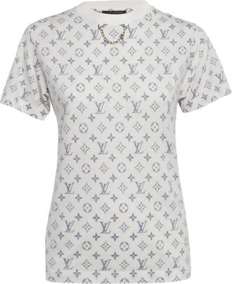 Louis Vuitton T-shirt in cotone con monogramma - Bianco