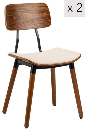 Nordlys Set 2 sillas escandinavas en madera y tejido beige