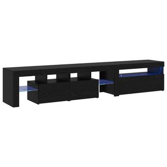 Berkfield Home TV Cabinets 2 pcs with LED Lights Black Oak Engineered Wood