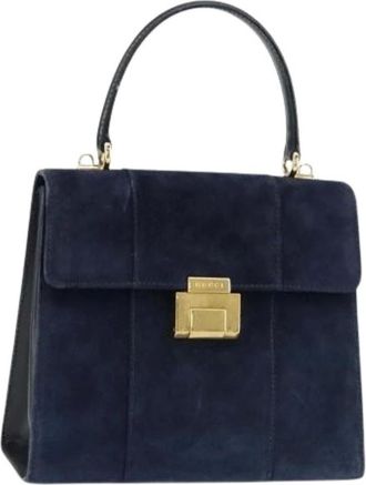 Gucci Pre-owned Handbags, female, Blue, Size: ONE SIZE Pre-owned Suede Handbag