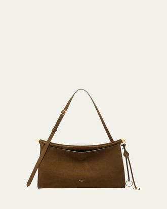 Alaia Le Click Large East-West Suede Shoulder Bag