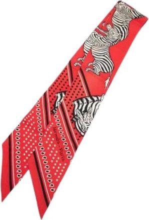 Herm&egrave;s Pre-owned Les Zebres Twilly Sjaal - Dames - Pre-owned - Rood - Maat: ONE Size Zijde