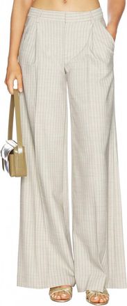 L'agence Allanah Mid Rise Trouser In Grey/tan Pinstripe