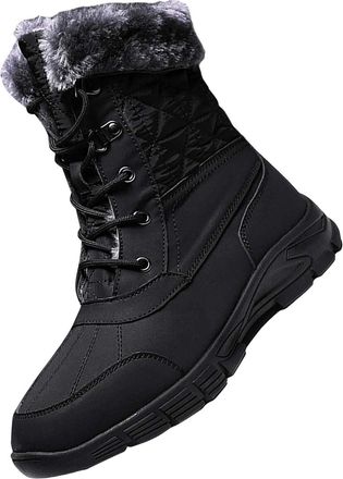 Generic Mens Winter Snow Boots Fleece Lining Mid Calf Lightweight Boot Anti-Slip Outdoor Waterproof Booties Fashion Casual Soft Walking Shoes Comfortable Ther