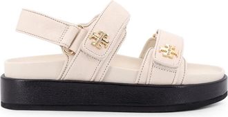 Tory Burch Platte sandaal - Dames - Sandalen - Beige - 38 1/2 EU - Leer - Schoenen