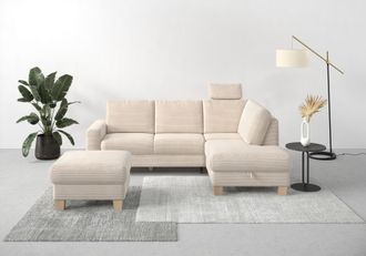 HOME AFFAIRE Ecksofa »Summer L-Form« mit Ottomane, wahlweise mit Bettfunktion und Bettkasten, Cord-Bezug