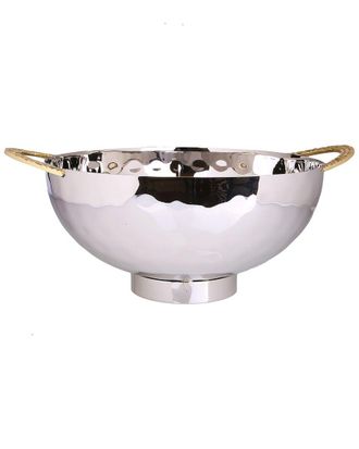 Alice Pazkus Stainless Steel Salad Bowl With Mosaic Handles
