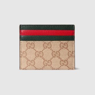 Gucci Card Case With Multicolor Slots, Beige, Original GG Fabric