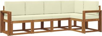 vidaXL Conjunto De Sof&aacute;s De Exterior 5 Uds. Natural Y Crema Vidaxl